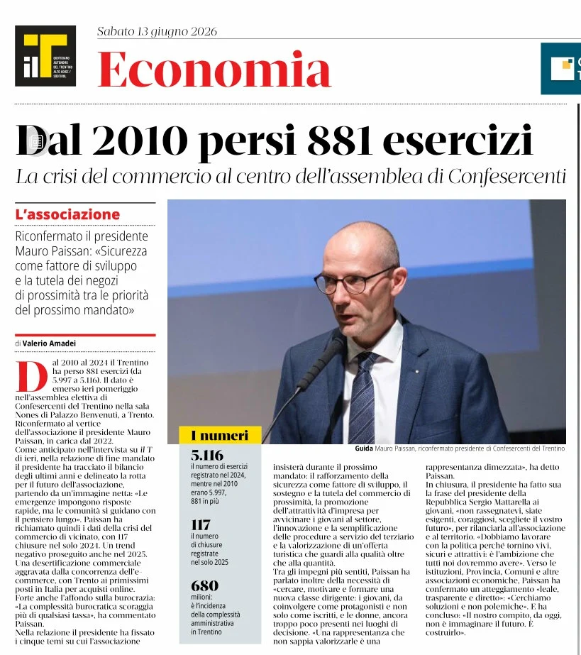Crisi commercio - Assemblea Confesercenti - Mauro Paissan