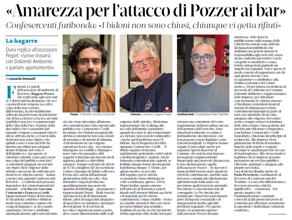 Limmagine mostra una pagina di giornale con numerosi articoli, grandi titoli e tre ritratti di uomini con didascalie.