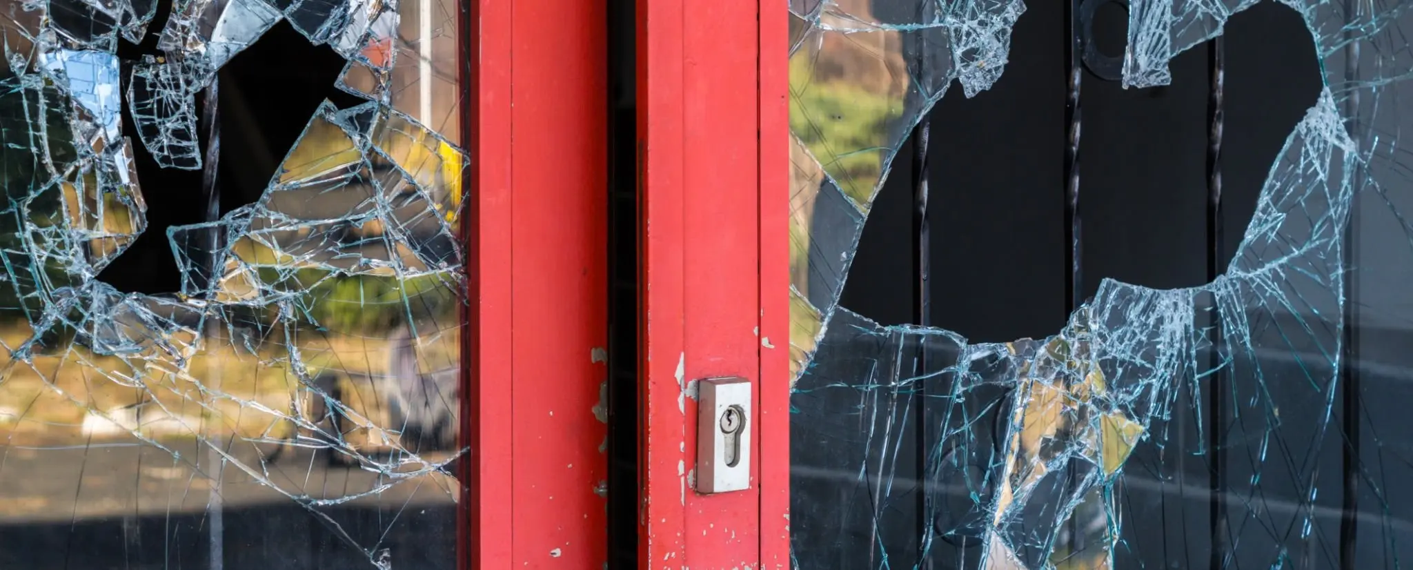 Broken windowpane vandal